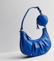 New Look Blue Faux Croc Shoulder Bag